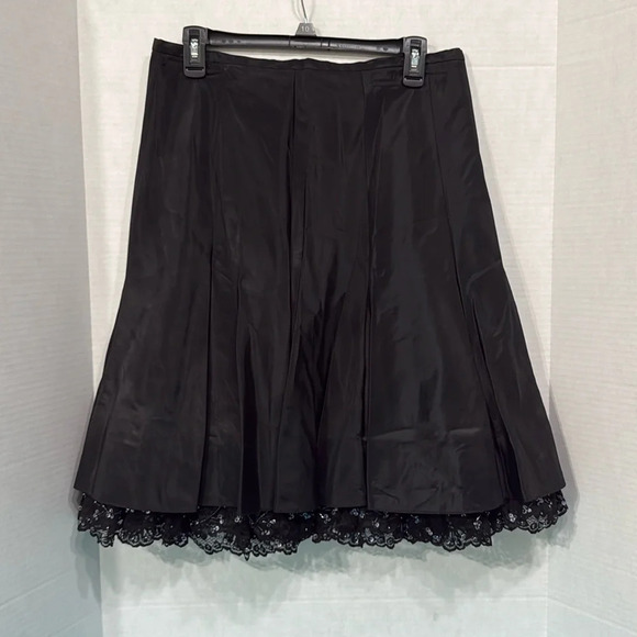 Vintage Black JS Collection Y2K Midi Skirt with Lace Trim Wedding Guest Size 10 - Picture 1 of 7